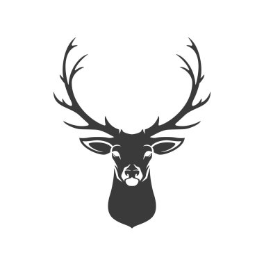 Deer Head Silhouette Isolated On White Background Vector object clipart