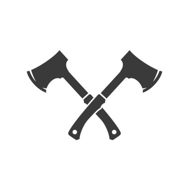 Lumberjack axes crossed FIsolated On White Background Vector object