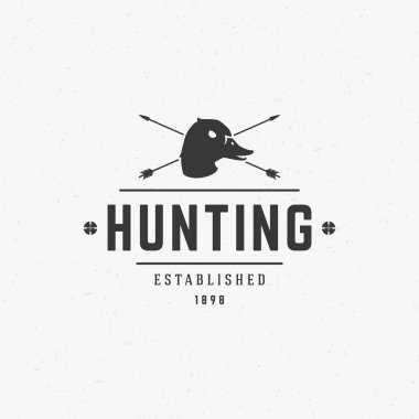 Hunting Club Vintage Logo Template Emblem. Cross Arrows and Duck Head Silhouette.