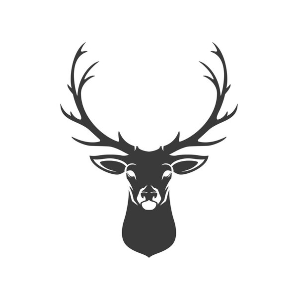 Deer Head Silhouette Isolated On White Background Vector object