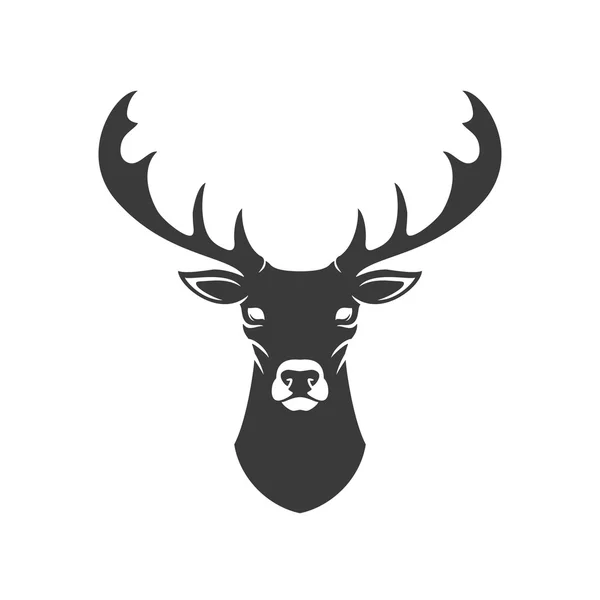 Silueta de cabeza de ciervo aislada sobre fondo blanco objeto vectorial — Vector de stock