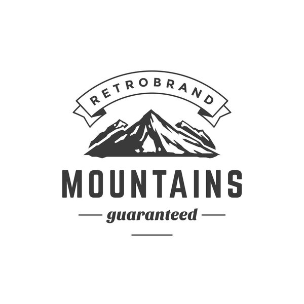 Mountain Vintage Logo Template Emblem. High Rock Silhouette