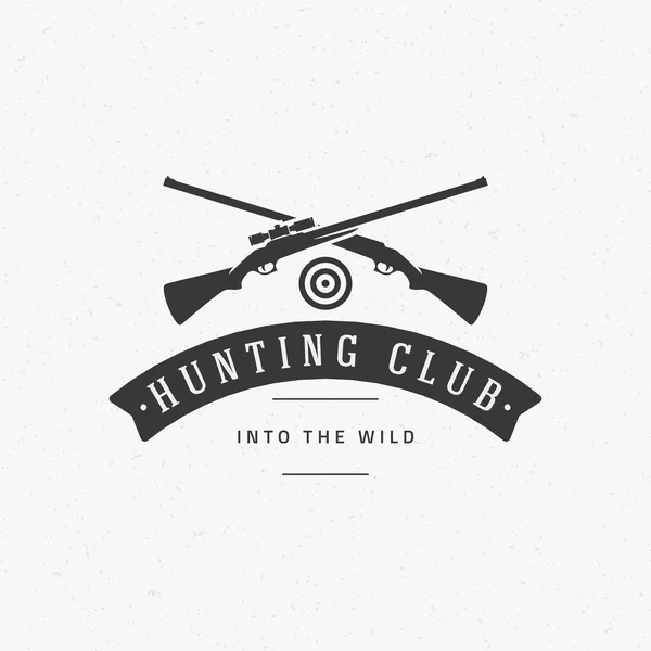 Hunting Club Vintage Logo Template Emblem. Cross Guns and Target Silhouette — Stock Vector