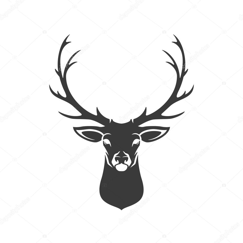 Deer Head Silhouette Isolated On White Background Vector object
