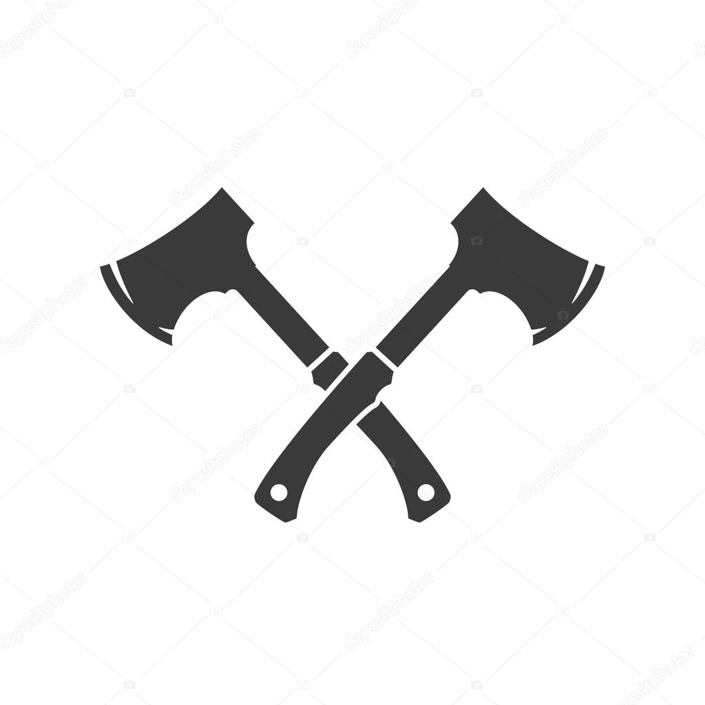 Lumberjack axes crossed FIsolated On White Background Vector object