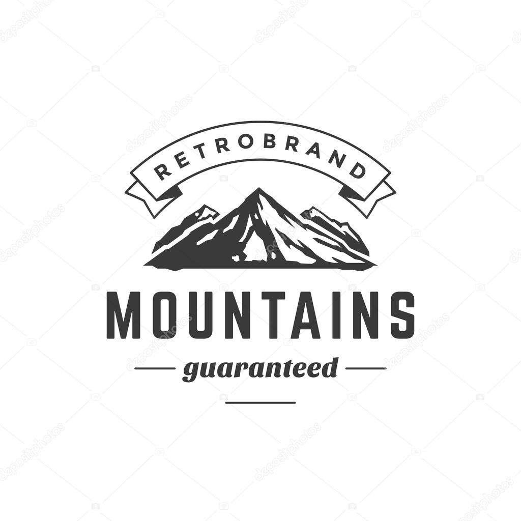 Mountain Vintage Logo Template Emblem. High Rock Silhouette