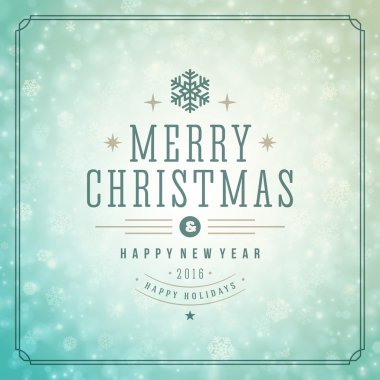 Kar taneleri ve tipografi etiket tasarım vektör arka plan ile Noel ışıkları