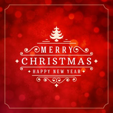 Kar taneleri ve tipografi etiket tasarım vektör arka plan ile Noel ışıkları