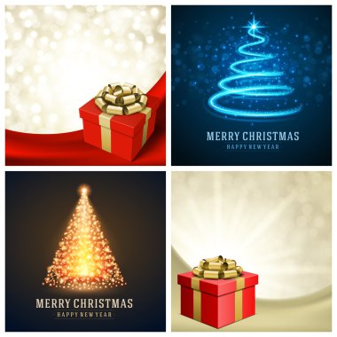 Christmas typography labels design and vector backgrounds set