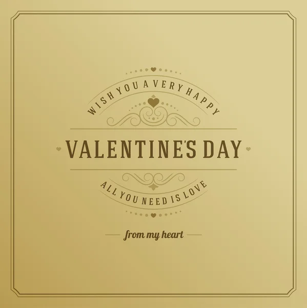 幸せなバレンタインデーのグリーティング カード ビンテージ ベクトルの背景 — ストックベクタ