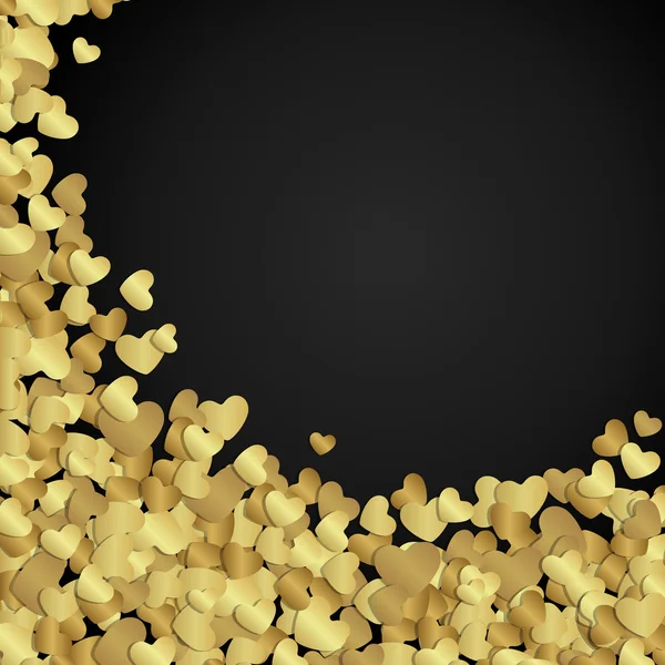 Oro corazones brillantes confeti San Valentín vector de fondo — Vector de stock