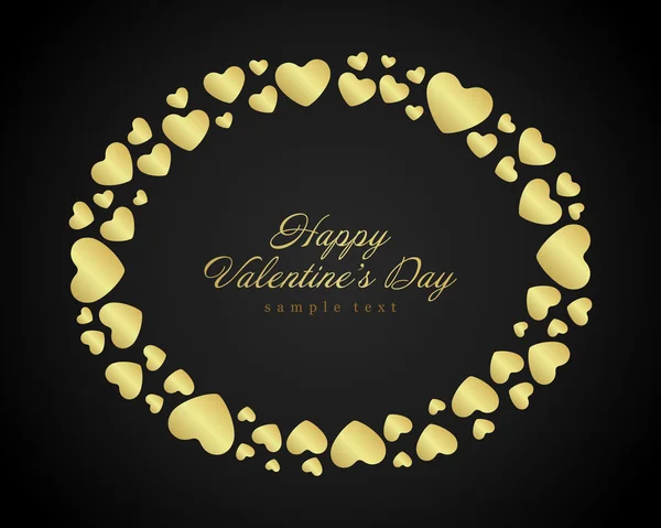 Golden shiny hearts confetti Valentines day or Wedding Greeting Card vector background — Stock Vector