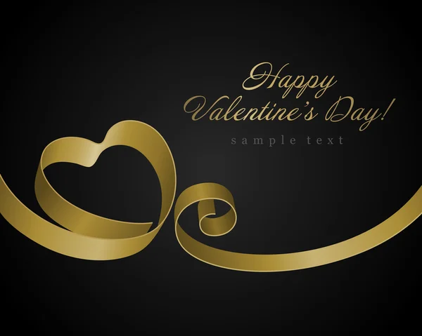 Altın parlak şerit Sevgililer günü tebrik kartı vektör arka plan yürekten — Stok Vektör