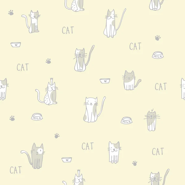 Gatos - Patrón sin costura - fondo — Vector de stock