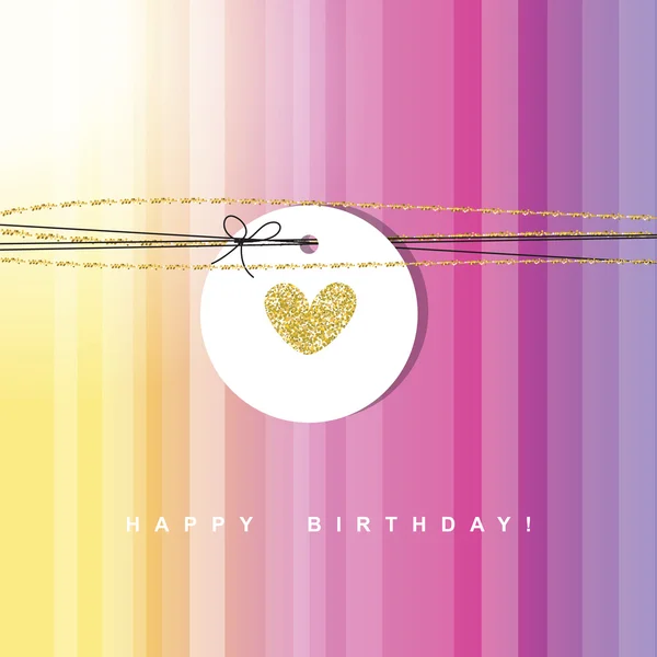 Birthday card with golden heart. — Stock Vector