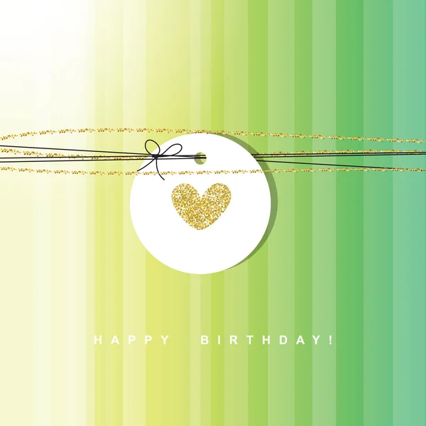 Birthday card with golden heart. — Stock Vector