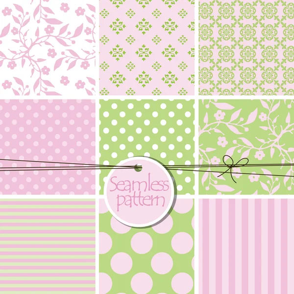 Set of cute seamless patterns — Stock Vector