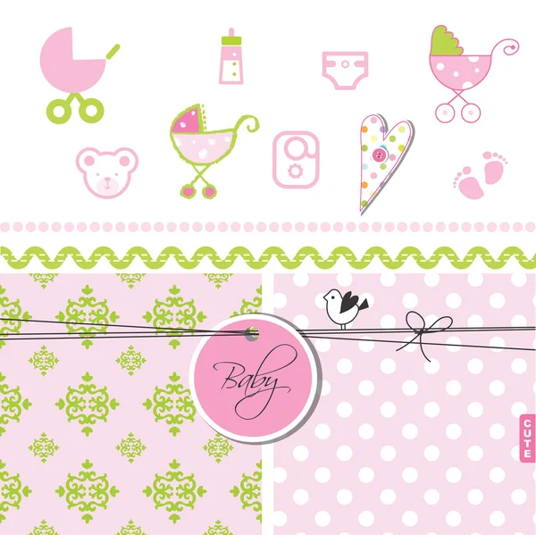 Baby shower - Set di elementi di design — Vettoriale Stock