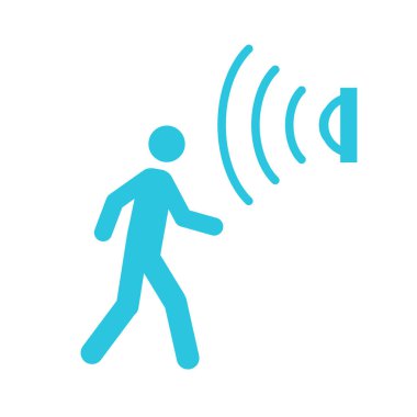 Ev Hareket Dedektörü. Beyaz arka planda izole edilmiş. Mavi simge setinden.