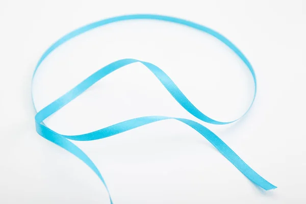 Curved Blue Wavy Ribbon White Selective Focus — Stock Photo, Image