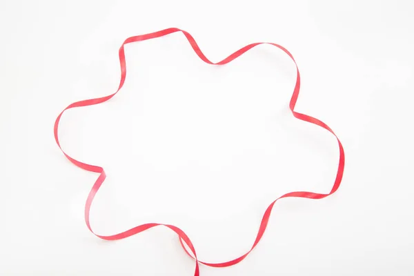 Red Wavy Ribbon Star Shape White Copy Space — Stock Photo, Image