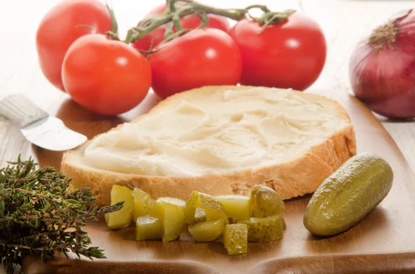 Lard on a slice of bread — Stock Photo, Image