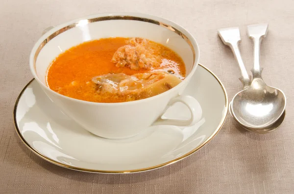 Creamy carp soup with sour cream — Stock Photo, Image