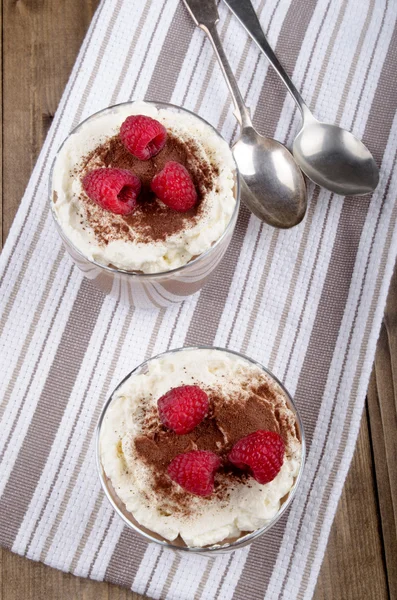 Nut cream dessert with whipped cream — Stock Photo, Image
