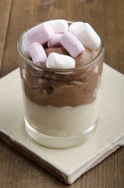 Mascarpone dessert in a shot glass — Stock Photo, Image