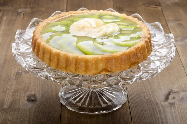 Caso de flan con kiwi y plátano — Foto de Stock