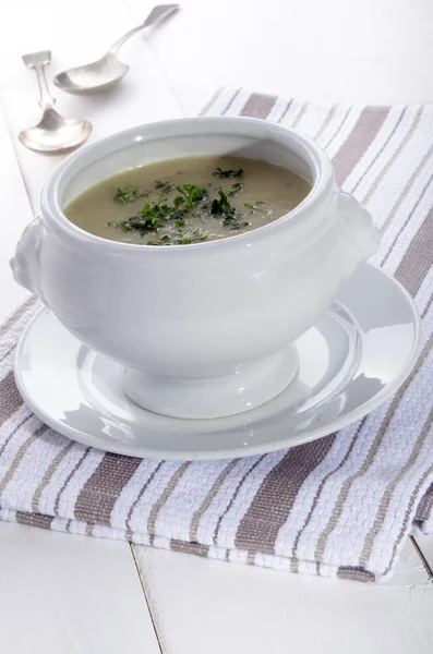 Potato leek soup with parsley — Stock Photo, Image