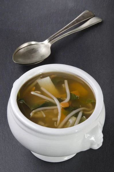 Sopa miso em uma tigela branca — Fotografia de Stock