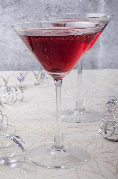 Strawberry champagne cocktail in a glass — Stock Photo, Image