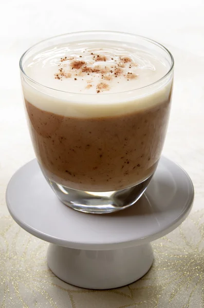 Chocolate mousse with vanilla cream — Stock Photo, Image