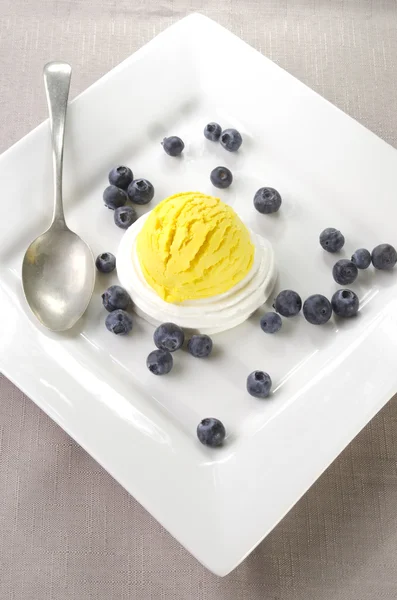 Lemon ice cream on meringue — Stock Photo, Image