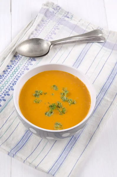 Pumpkin cream soup with parsley — Stock Photo, Image