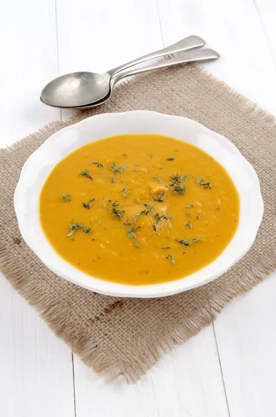 Sweet potato soup with thyme — Stock Photo, Image