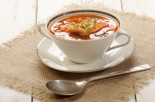 Mediterranean fish soup in a bowl — Stock Photo, Image