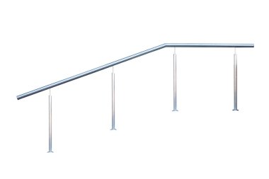 Zarif paslanmaz çelik parmaklıklar. Beyaz bir arkaplanda izole edilmiş.