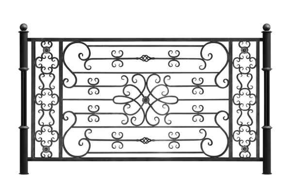 新しい鉄の装飾フェンス 古いスタイルのフェンスだ 白地に隔離された — ストック写真
