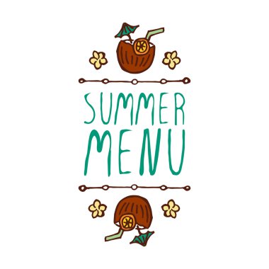 El-kabataslak tipografik öğe Hindistan cevizi kokteyl ile