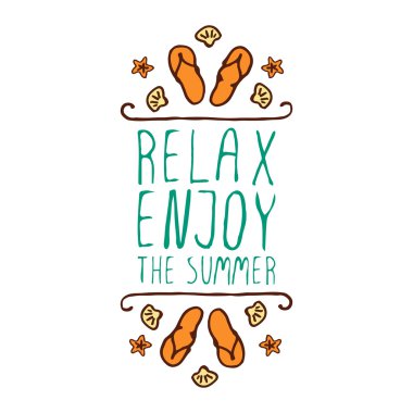 El-kabataslak tipografik öğe flip flop ve deniz yıldızı