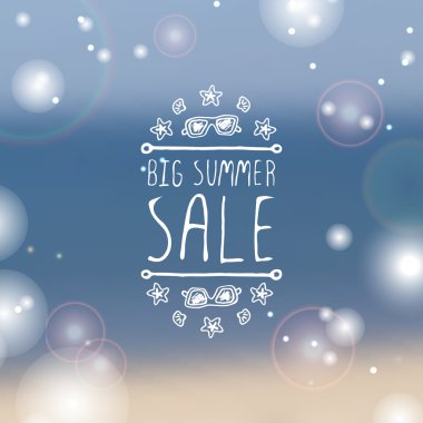 El-kabataslak tipografik öğe güneş gözlüğü, kabuk ve deniz yıldızı