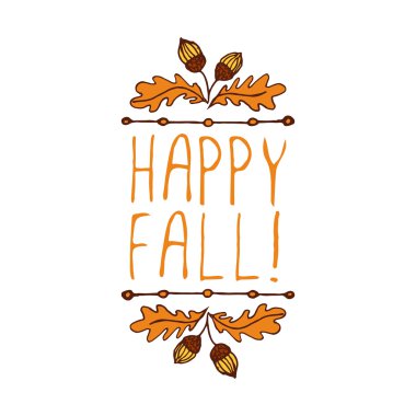 Vektör handdrawn sonbahar öğe metin ile