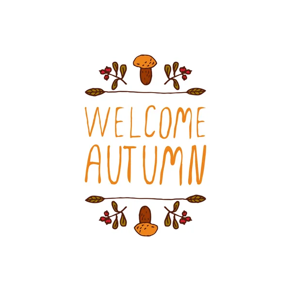 Handdrawn autumn element with text — Stock Vector