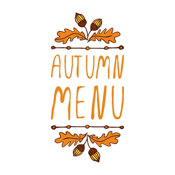 Vector handdrawn autumn element with text — Stock Vector