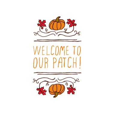 Vektör handdrawn sonbahar öğe metin ile