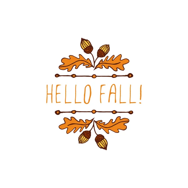 Vector handdrawn autumn element with text — Stock Vector