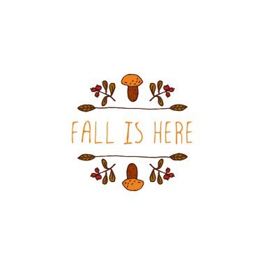 Vektör handdrawn sonbahar öğe metin ile