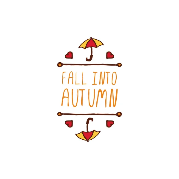 Vector handdrawn autumn element with text — Stock Vector